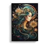 Virgo Zodiac Orphism Art Canvas Wall Art Print 30x20 Inch