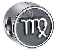 Virgo Zodiac Sign Charms fit Pandora Leather Bracelet, Antique Sterling Silver Birthday Horoscope Signs Beads Necklace, 12 Constellation Astrology Charm, Gifts for Nephew/Niece/Cousin