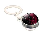 Virgo Zodiac Sign Keyring Gifts For Women Men - Double Sided Cabochon Glass Ball Horoscopes Keychains,Home Car Door Keys Holder Astrology Present