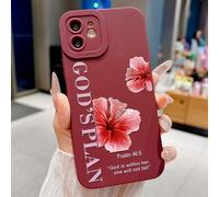 VirgoCCY God's Plan Phone Case for iPhone 12 Case, Bible Verse with Flower Pattern Design, Soft TPU Shockproof Protective Cover for Girls Women-Red