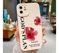 VirgoCCY God's Plan Phone Case for iPhone 12 Case, Bible Verse with Flower Pattern Design, Soft TPU Shockproof Protective Cover for Girls Women-White