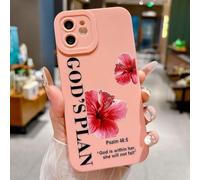 VirgoCCY God's Plan Phone Case for iPhone 12 Case, Bible Verse with Flower Pattern Design, Soft TPU Shockproof Protective Cover for Girls Women-Pink