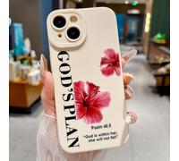 VirgoCCY God's Plan Phone Case for iPhone 13 Case, Bible Verse with Flower Pattern Design, Soft TPU Shockproof Protective Cover for Girls Women-White