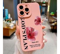 VirgoCCY God's Plan Phone Case for iPhone 14 Pro Case, Bible Verse with Flower Pattern Design, Soft TPU Shockproof Protective Cover for Girls Women-Pink