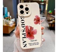 VirgoCCY God's Plan Phone Case for iPhone 14 Pro Max Case, Bible Verse with Flower Pattern Design, Soft TPU Shockproof Protective Cover for Girls Women-White