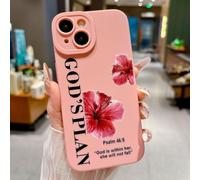 VirgoCCY God's Plan Phone Case for iPhone 15 Case, Bible Verse with Flower Pattern Design, Soft TPU Shockproof Protective Cover for Girls Women-Pink