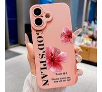 VirgoCCY God's Plan Phone Case for iPhone 16 Case, Bible Verse with Flower Pattern Design, Soft TPU Shockproof Protective Cover for Girls Women-Pink