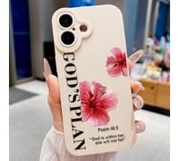 VirgoCCY God's Plan Phone Case for iPhone 17 Case, Bible Verse with Flower Pattern Design, Soft TPU Shockproof Protective Cover for Girls Women-White