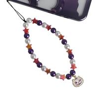 VirgoCCY Halloween Spooky Phone Charm, Lovely Cartoon Beaded Phone Bracelet Strap for Phone Chain Black Orange Bead Purple Keychain Gifts-Purple Cat