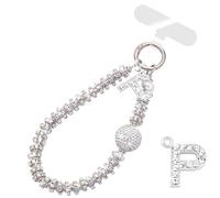 VirgoCCY Initial Diamond Phone Charm With Phone Tether Tab, Luxury Bling Diamond Glitter Wrist Strap Gifts for Women Girls, Diamond, No Gemstone