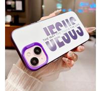 VirgoCCY Jesus Christ Phone Case for iPhone 13 Case & iPhone 14 Case, The Way Truth Life Bible Verse Inspirational Cover, Shockproof Protective Cover for Girls Women-Purple