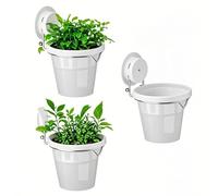 VirgoLeo Set of 3 Plastic Window Planter with Suction Cup Shelf Holder. Clear Self Watering Window Mounted Plant Pots, Window Sill Planters Extender for Indoor Hydroponic Plants