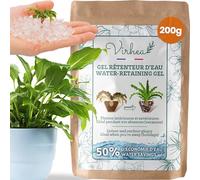 VIRHEA Water Retaining Gel Granules for Plants | Automatic Watering during the Holidays | Indoor and Outdoor | Free E-book | Bag of 200 g | Suitable for 240 liters of soil