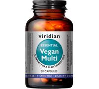 Viridian - Essential Vegan Multivitamin - 30 Caps | Balanced Formula for Plant-Based Diets | Vitamin B12, Iron, Zinc & Vitamin C | 27 Essential Vitamins & Minerals | Nutritionist Formulated