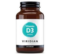 Viridian - Vitamin D3 2000iu - 60 Caps | Contributes to Normal Bones, Teeth, Muscle Function & Immunity | Vegan Form of Vitamin D | High Strength Dosage | Nutritionist Formulated