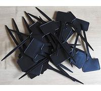 Viridis Hortus - 100 x 6 Black Plastic Plant T Labels 150 x 55 x 35 with 1 x Fine White (1mm) Nib Permanent Marker Pen