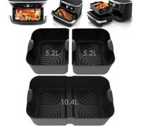 VIRIECH 3 Pieces Hot Air Fryer Accessories for Ninja Foodi Flexdrawer AF500EU, Dual Zone Accessories Hot Air Fryer, Reusable 3-in-1 Airfryer Silicone Mould for Ninja Hot Air Fryer Accessories