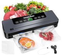 VIRIECH 5 in 1 Food Vacuum Sealer Machine Multifunctional Vacuum Sealer with 50 Vacuum Bags, Built-in Food Cutter, Professional Vacuum Sealer for Dry and Wet Food