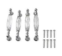 VIRILL 4 PCS Crystal Cabinet Handles Pulls, 128mm Drawer Pulls Handle with Polished Chrome Metal Base Cystal Handle Knobs for Cabinet, Drawer, Wardrobe,Cupboard (4)