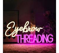 Virlusy Eyebrow Threading Neon Sign for Wall Decor Dimmable Letters Led Light Signs Brows Neon Signs for Girls' Room White Pink Neon Light for Beauty Salon Bedroom Makeup Room Studio Decor Girls Gift