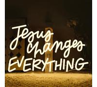 Virlusy Jesus Changes Everything Neon Sign for Wall Decor Dimmable White Christian Neon Signs Letters Led Neon Lights Signs LED Signs for Church Bedroom Home Party Decoration Christams Easter Gifts