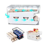 Virmate Rolling Egg Holder for Fridge, 24 Count Egg Dispenser for Refrigerator, Automatic Egg Storage Container Organizer for Fridge Refrigerator, Kitchen Pantry Organization, White