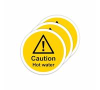 Viro Display Caution Hot Water Self-Adhesive Vinyl Signs Stickers - 80 x 80mm - 3 Pack