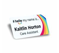Viro Display Hello My Name is Rainbow Name Badge - 75 x 35mm - Customisable - Durable Aluminium - Pin or Magnetic Fixing