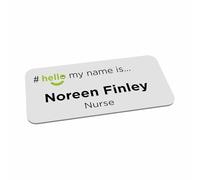 Viro Display Hello My Name is White Green Name Badge - 75 x 35mm - Customisable - Durable Aluminium - Pin or Magnetic Fixing (Green)