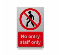 Viro Display No Entry Staff Only Slimline Aluminium Sign - 100 x 150mm - Durable Rigid Aluminium - Self-Adhesive Tape