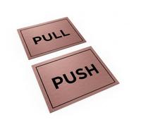 ViroDisplay® Push & Pull Aluminium Sign Twin Pack - 100 x 75mm - Brushed Copper - Durable Printed Surface - Self-Adhesive Fixing