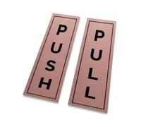ViroDisplay® Push & Pull Aluminium Sign Twin Pack - 50 x 150mm - Brushed Copper - Durable Printed Surface - Self-Adhesive Fixing