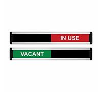 ViroDisplay® Vacant/In Use Sliding Door Sign - Green/Red Edition - 214 x 40mm - Anodised Silver Profile with Black End Caps - Self-Adhesive Fixing