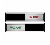 ViroDisplay® Vacant/In Use Sliding Door Sign - Original Edition - 214 x 60mm - Anodised Silver Profile with Black End Caps - Self-Adhesive Fixing