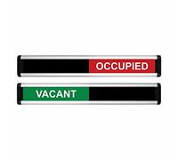 ViroDisplay® Vacant/Occupied Sliding Door Sign - Green/Red Edition - 214 x 40mm - Anodised Silver Profile with Black End Caps - Self-Adhesive Fixing