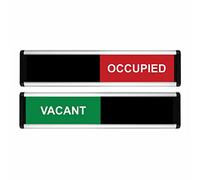 ViroDisplay® Vacant/Occupied Sliding Door Sign - Green/Red Edition - 264 x 60mm - Anodised Silver Profile with Black End Caps - Self-Adhesive Fixing