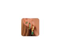 VIROMY Gold Earrings for Women 14k Gold Plated Emerald Green Dangle Earrings Colorful Hypoallergenic Jewellery for Women