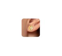 VIROMY October Birthday Flower Earring for Women,14K Gold Plated January-December Birthstone Flower Earring Gold Cubic Zircon Stud Perfect Gifts for Birthdays/Weddings/Mother's Day