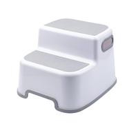 VIROSA 2 Pack Double Step Stool for Kids - Non-Slip Toddler Step with Handles - Sturdy & Safe for Potty Training, Toilet, Bathroom & Kitchen Use - Lightweight & Durable Design (White) (Pack of 1)