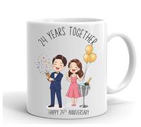 VIROSA 24 Year Anniversary Mug - 11oz Ceramic Coffee Mug Gift for Husband, Wife, Couples - First Wedding Anniversary Present Idea, Funny Romantic Keepsake