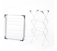 VIROSA 3 Tier Clothes Airer Drying Rack - Foldable Indoor & Outdoor Laundry Stand with Non-Slip Feet & Hanger Corners - Lightweight Space-Saving Design - 63 x 46 x 138cm - Purple