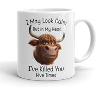 VIROSA Ceramic Coffee Mug 11oz - ‘I May Look Calm’ Printed Cup | Funny Quote Mug, Microwave Safe, Perfect for Office & Home