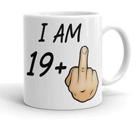 VIROSA Funny 20th Birthday Mug - “I Am 19+1” - Rude Novelty Gift for Men & Women Turning 20 - 11oz Ceramic Coffee Cup - Joke Present for Friends, Family, Mum, Dad - Birthday, Office, Secret Santa
