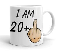 VIROSA Funny 21th Birthday Mug - “I Am 20+1” - Rude Novelty Gift for Men & Women Turning 21 - 11oz Ceramic Coffee Cup - Joke Present for Friends, Family, Mum, Dad - Birthday, Office, Secret Santa