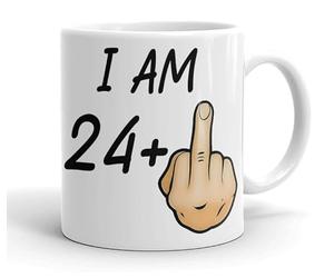 VIROSA Funny 25th Birthday Mug - “I Am 24+1” - Rude Novelty Gift for Men & Women Turning 25 - 11oz Ceramic Coffee Cup - Joke Present for Friends, Family, Mum, Dad - Birthday, Office, Secret Santa
