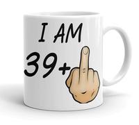 VIROSA Funny 40th Birthday Mug - “I Am 39+1” - Rude Novelty Gift for Men & Women Turning 40 - 11oz Ceramic Coffee Cup - Joke Present for Friends, Family, Mum, Dad - Birthday, Office, Secret Santa
