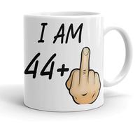 VIROSA Funny 45th Birthday Mug - “I Am 44+1” - Rude Novelty Gift for Men & Women Turning 45 - 11oz Ceramic Coffee Cup - Joke Present for Friends, Family, Mum, Dad - Birthday, Office, Secret Santa