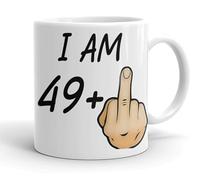 VIROSA Funny 50th Birthday Mug - “I Am 49+1” - Rude Novelty Gift for Men & Women Turning 50 - 11oz Ceramic Coffee Cup - Joke Present for Friends, Family, Mum, Dad - Birthday, Office, Secret Santa