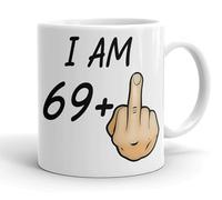 VIROSA Funny 70th Birthday Mug - “I Am 69+1” - Rude Novelty Gift for Men & Women Turning 70 - 11oz Ceramic Coffee Cup - Joke Present for Friends, Family, Mum, Dad - Birthday, Office, Secret Santa