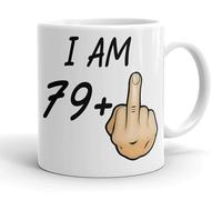 VIROSA Funny 80th Birthday Mug - “I Am 79+1” - Rude Novelty Gift for Men & Women Turning 80 - 11oz Ceramic Coffee Cup - Joke Present for Friends, Family, Mum, Dad - Birthday, Office, Secret Santa